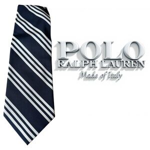 Polo Ralph Lauren Silk Tie Blue Stripe 3.75”x55” Made in Italy NWT